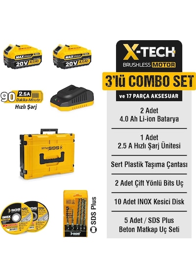 Sgs Combo Set 3 Parça Darbeli Matkap/kırıcı-delici Matkap/avuç Taslama Makinesi