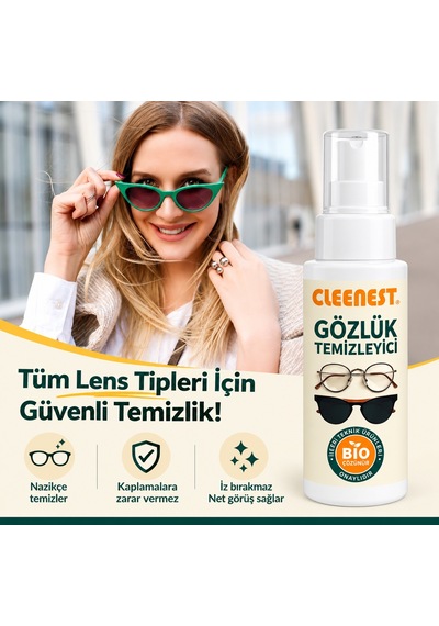 Cleenest Gözlük Ve Ekran Temizleme Seti 50 Ml Nazik Solüsyon & Yumuşak 15 X 18 Cm Kaşmir Mikrofiber Bez İle Iş
