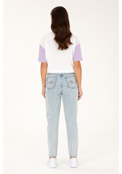 U.S. Polo Assn. Kadın Açık Mavi Mom High Waist Fit Jean Pantolon 50284793-DN0021