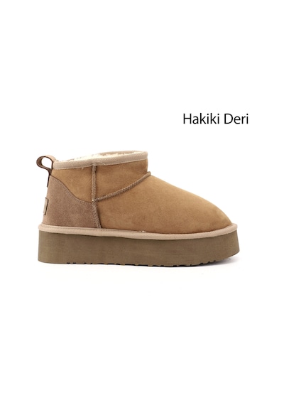 Gönderi(R) Gönderi R Taba Süet Mini Platform Taban Hakiki Deri Kürklü Bot Taba Süet
