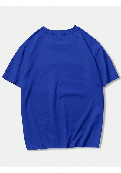 Beach Logo T-shirt - Lacivert Baskılı Oversize Bisiklet Yaka Kısa Kol Lacivert