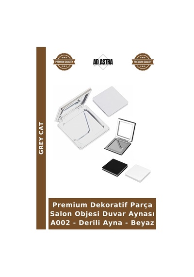 Premium Dekoratif Parça Salon Objesi Duvar Aynası A002 - Derili Ayna - Beyaz