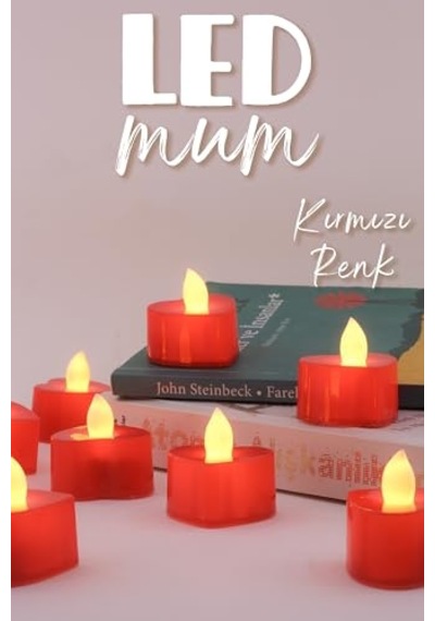 8 Adet Mini Led Mum Seti Pilli Dumansız Alevli Ledli Dekoratif Yapay Mum Dekor Işığı 8 Adet Kalp Kırmızı 4 Cm 10c