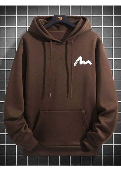 Uyguntarz Unisex Enjoy Cep Baskılı Oversize Sweatshirt Kahverengi