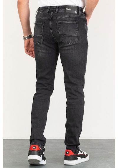 Erkek Taşlamalı Siyah Slim Fit Esnek Likralı Denim Jeans Kot Pan (524238360) Siyah