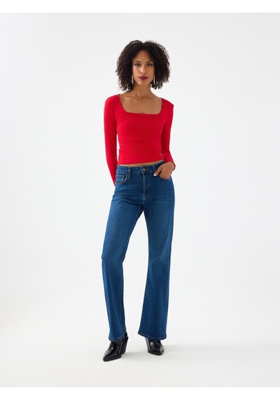 Slim Fit Kadın Bluz U.kol Kırmızı