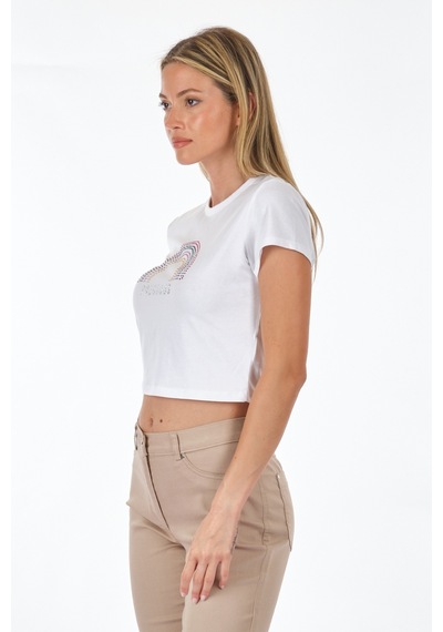 Only Sıfır Yaka Beyaz Kadın T-shirt 15286662 001