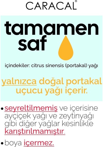 Caracal Portakal Yağı Portakal Kabuğu Yağı Portakal Uçucu Yağı %100 Saf Doğal 30 Ml