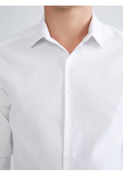 Lcw Busıness Beyaz Slim Fit Uzun Kollu Armürlü Erkek Gömlek