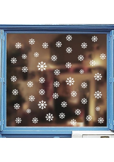 Kar Taneleri Sticker Etiket - Yılbaşı Temalı - Cam, Kapı Duvar, Pencere 6x6 Cm 48'li Diğer