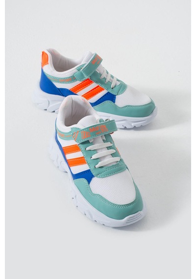 Adımist Çocuk Ortopedik Cırtlı Hafif Unisex Sneaker Spor Ayakkabı Maf Cırtlı Yeşil - Mavi