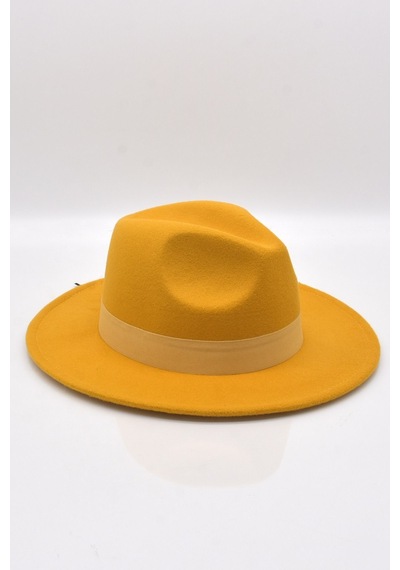 Külah Kadın Sarı Fedora Şapka - Tek Beden Sarı