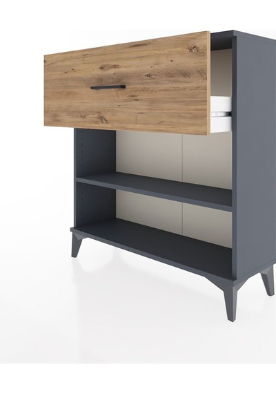 Arges Şifonyer Tek Raflı Tek Çekmeceli 88x30x96 Antrasit-çam Antrasit