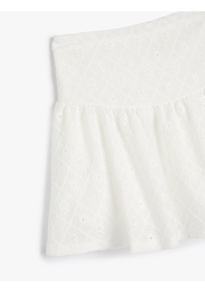 Koton Etek Pileli Beli Lastikli Ekru 4skg70026ak