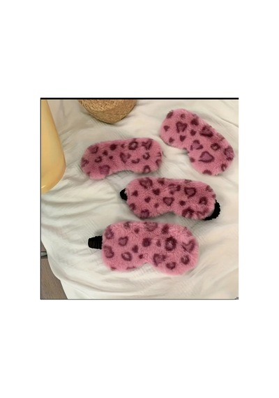 Yıwu Yeni Pembe Peluş Göz Maskesi Yüksek Çözünürlüklü Leopar Baskısı