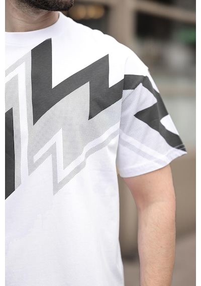 Madmext Beyaz Baskılı %100 Pamuk Erkek T-shirt E7111 Beyaz