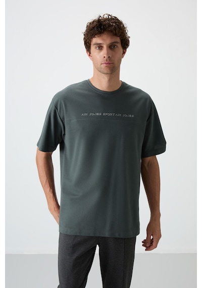 Air Jones Tommy Life Haki Pamuklu Kalın Yüzeyi Dokulu Oversize Fit Baskılı Erkek T-shirt - 88371 Haki Air Jones Tommy Life Haki Pamuklu Kalın Yüzeyi Dokulu Oversize Fit Baskılı Erkek T-shirt - 88371 Haki
