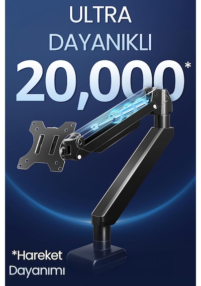 17-32 Çift Kollu Monitör Kolu Vesa Uyumlu Tam Hareketli 9+9 Kg Taşıma Kapasiteli Monitör Standı