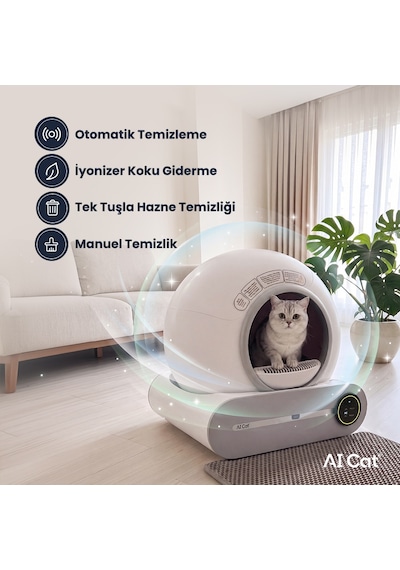 AI Cat Akıllı Kedi Tuvaleti - Otomatik Temizlenen Kapalı Kedi Kum Kabı (Poşet Hediyeli ve Elekli Paspas) AI Cat Akıllı Kedi Tuvaleti - Otomatik Temizlenen Kapalı Kedi Kum Kabı (Poşet Hediyeli ve Elekli Paspas)