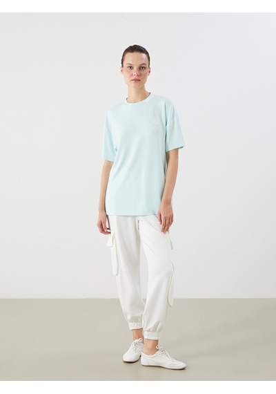 Lcw Vision Turkuaz Oversize Soft Touch Kadın Tişört