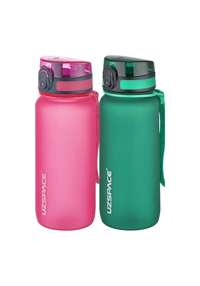 Uzspace 2'li Tritan Matara Seti 650 Ml 14 Farklı Renk Seçeneği Fiftyfifty -3037seta Pembe - Koyu Yeşil