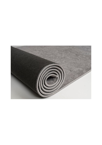 Plato Halı Opqo Sarmaşık Premium Oturma Odası, Salon, Antre, Yıkanabilir Polyester Kaymaz Taban Gri Halı