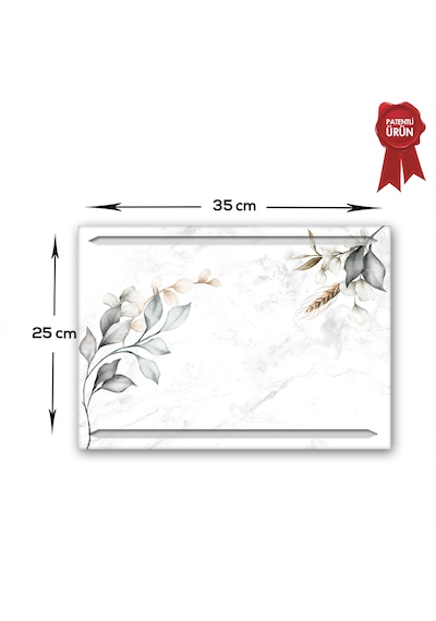 Kanallı Cam Kesme Tahtası - Dark Floral - 25x35cm
