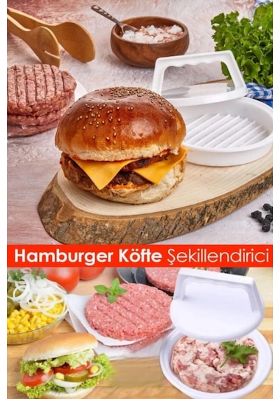 Hamburger Ve Köfte Şekillendirici Pratik Köfte Kalıbı Hamburger Pres Aparatı Hamburger Kalıbı Beyaz
