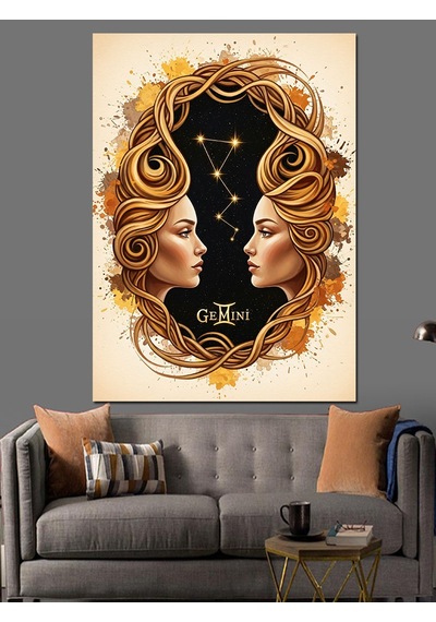 Ahşap Tablo İkizler Burcu Kadın Yüzleri