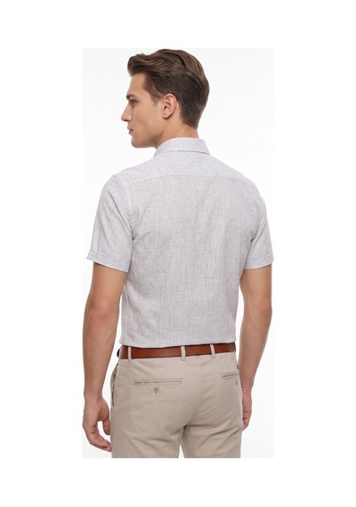 Mösyö Erkek Çift Cepli % 100 Cotton Kısa Kol Gömlek Bgl-st05647 Bej