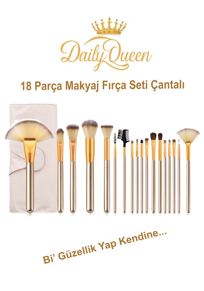 Daily Queen Makyaj Fırça Seti Deri Çantalı Lüx Ve Kaliteli