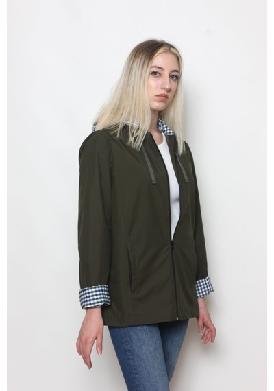 CottonCool Kadın Kapüşonlu Yağmurluk & Rüzgarlık Haki