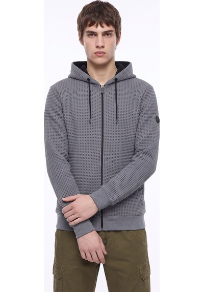 Discovery Expedition D6wm-swt3772 Gri Kapüşonlu Rahat Jakarlı Erkek Sweatshirt Gri Melanj