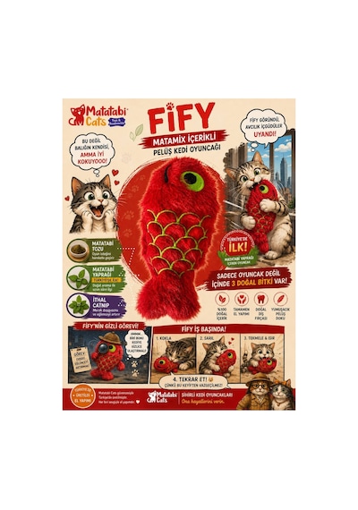 Matamıx Fıfy Peluş Kedi Oyuncağı Dayanıklı, Kediler İçin Eğlenceli Oyuncak