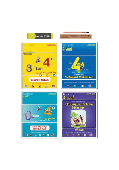 Tonguç 4. Sınıf 3 ten 4 e Hazırlık Tekrar Seti - Okuduğunu Anlama - Matematik Problemleri Set 4 Kitap