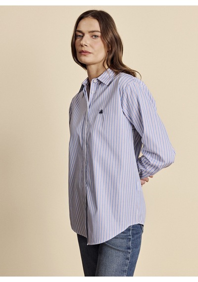 Brooks Brothers Mavi Kadın Regular Fit Çizgili Gömlek Bbfw26fsh004 Kırmızı-mavi