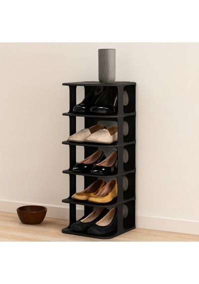 5 Katlı Plastik Ayakkabılık Siyah Renkli