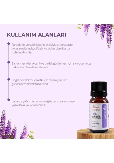 Onka Farma Lavanta Uçucu Yağ%100 Doğal Saf Katkısız Aromaterapi Cilt Bakım Yağı Buhurdanlık Kokusu 10 Ml Diğer