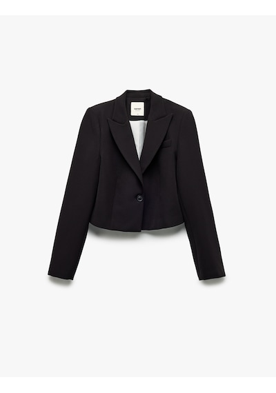 Koton Kruvaze Yaka Uzun Kollu Crop Blazer Ceket Siyah 6wak50025uw Siyah