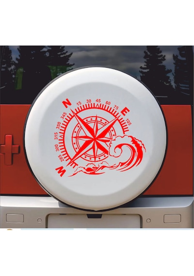 Pusula Ve Dalga Sticker - 4x4 Off Road Adventure Kamp Sticker - Araba Oto Karavan Motosiklet Sticker - 00067 30x26 Cm