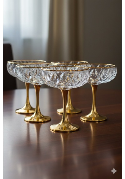 Diamond Metal Ayaklı Sunumluk 6 Lı Gold Altın
