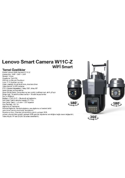 Lenovo W19c-u Ja-w11c-z-u 9mp 3 Lensli 4k Ultra Hd 2.4g&5g Çift Bant Hızlı Wifi Dual Ptz