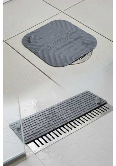 2'li Set Gri Uzun Ve Gri Kare Silikon Gider Kapağı Koku Önleyici Banyo Mutfak Gider Tıkacı