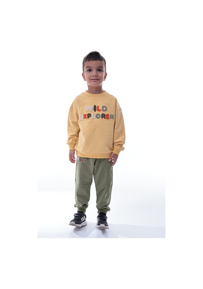 Erkek Çocuk Eşofman Takımı Nakışlı Rahat Spor Üst Alt İkili Set Çok Renkli