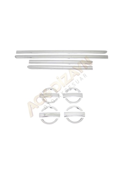 Fiat Doblo 2000-2006 Araca Özel Krom Yan Kapı Çıtası + Krom Kapı Kol 2'li Set A+