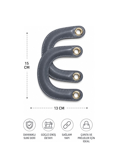 Vollen Yarn Suni Deri Çanta Sapı 15x13 Cm 1 Çift 2 Adet Dikişli Çanta Kulpu Metal Kuşgözlü Çanta Aksesuarı 6
