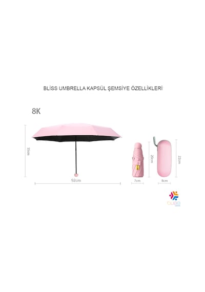 Bliss Umbrella 8 Telli Kapsül Şemsiye Mor
