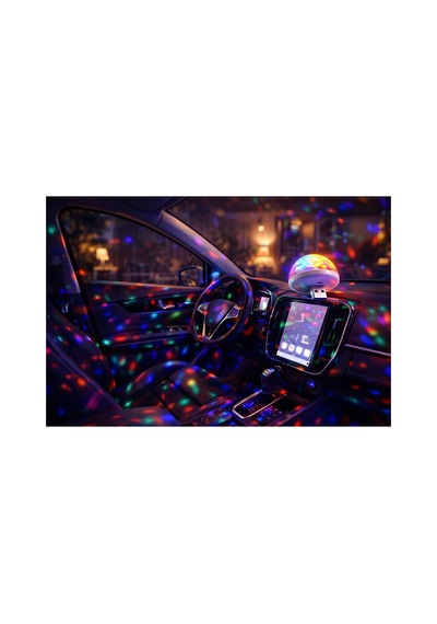 Usb Mini Disko Topu Rgb 7 Renk Ses Duyarlı Araç İçi Led Parti Işığı Yeşil