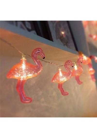 10lu Pilli Led Flamingo Dekoratif Işık Zinciri Aydınlatma 1,5 Mt Çok Renkli