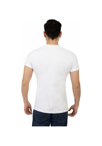 Erkek Bisiklet Yaka Regular Fit Basic Tişört Beyaz